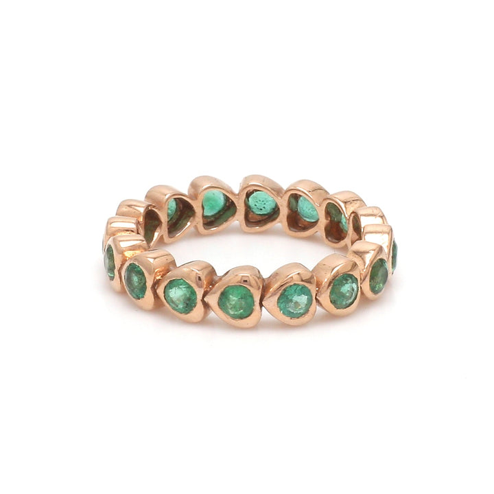 Emerald Round Bezel Set Heart Ring - qivii