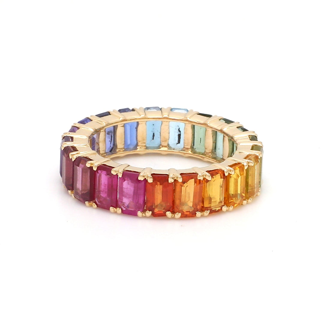 Rainbow Gemstone Vibrant Eternity Ring - qivii