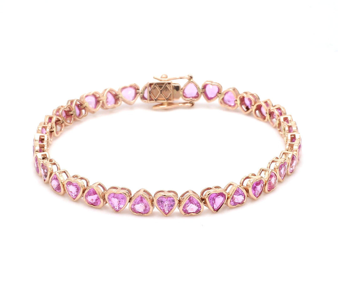 Pink Sapphire Heart Bracelet - qivii