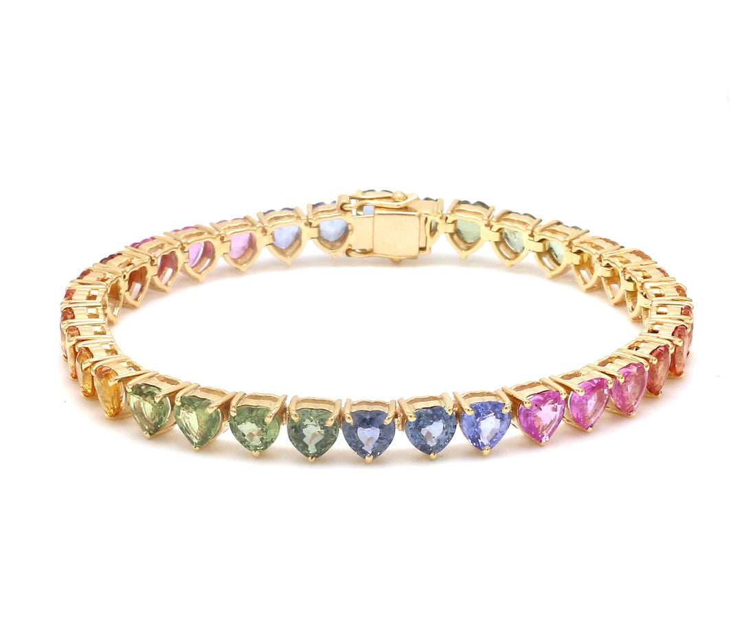 Rainbow Sapphire Big Heart Bracelet - qivii