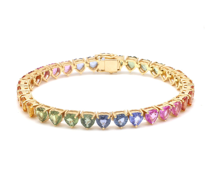 Rainbow Sapphire Big Heart Bracelet - qivii