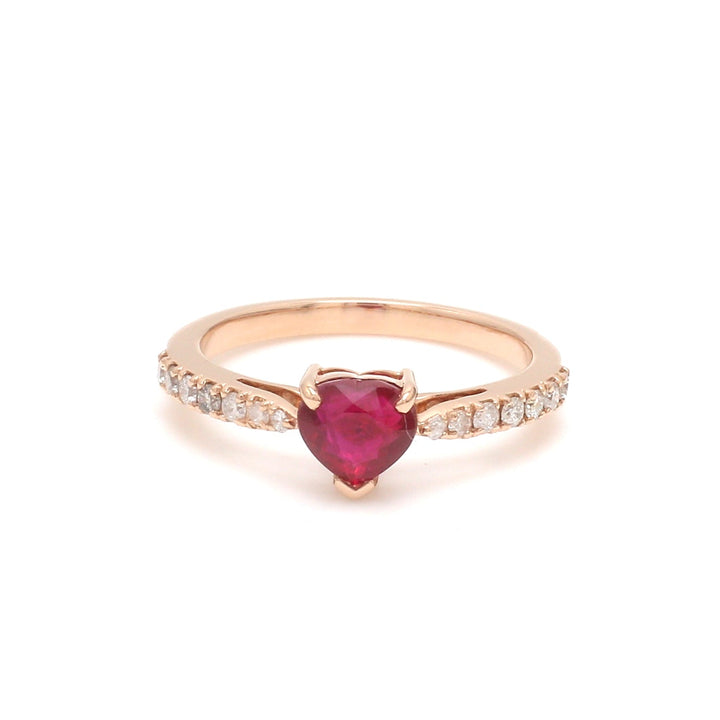 Ruby Heart Diamond Solitaire Ring - qivii