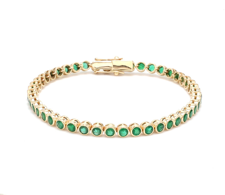 Emerald Round Bezel Set Bracelet - qivii