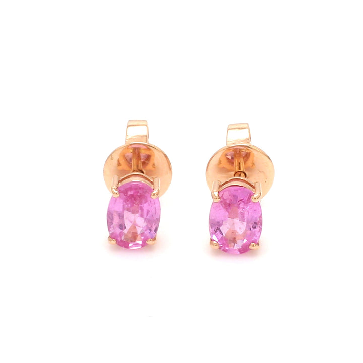 Pink Sapphire Oval Studs - qivii