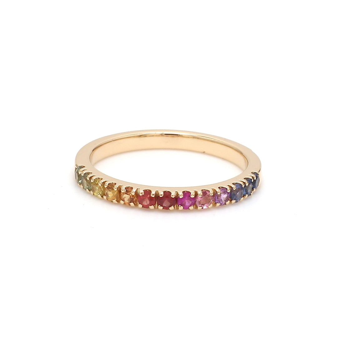 Rainbow Sapphire Round Half Eternity Ring - qivii