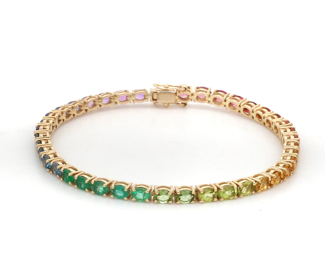 Rainbow Gemstone Oval Tennis Bracelet - qivii