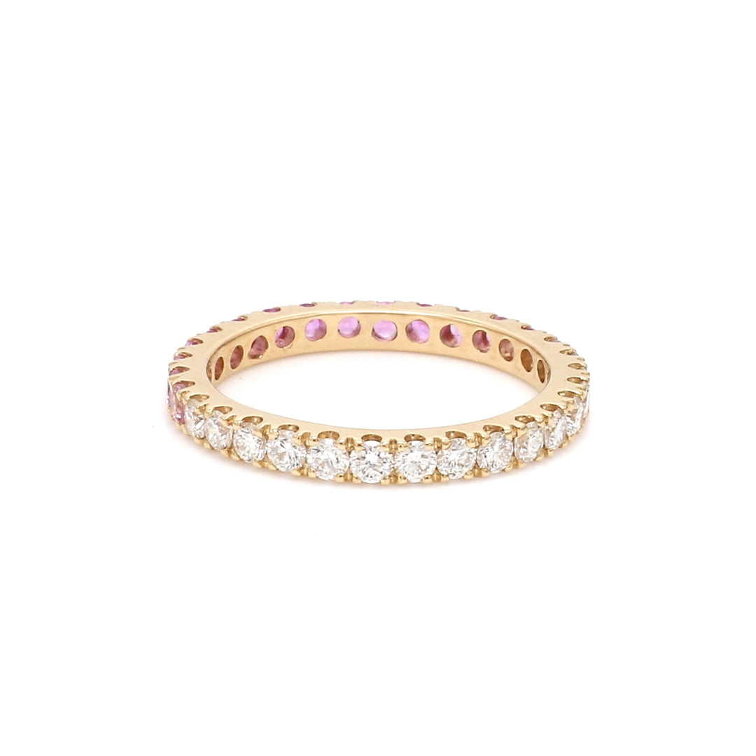 Pink Sapphire Diamond Half & Half Ring - qivii