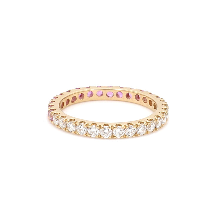 Pink Sapphire Diamond Half & Half Ring - qivii