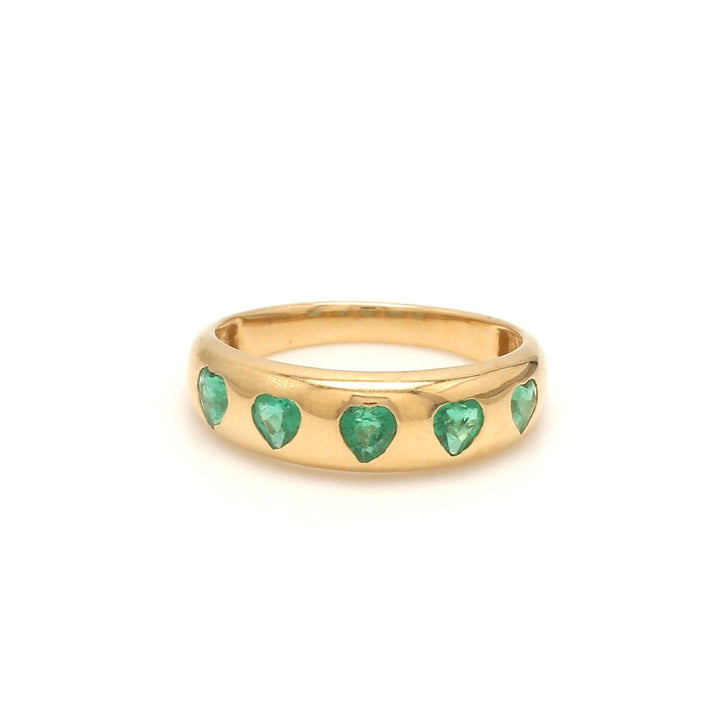 Emerald Five Heart Chunky Ring - qivii