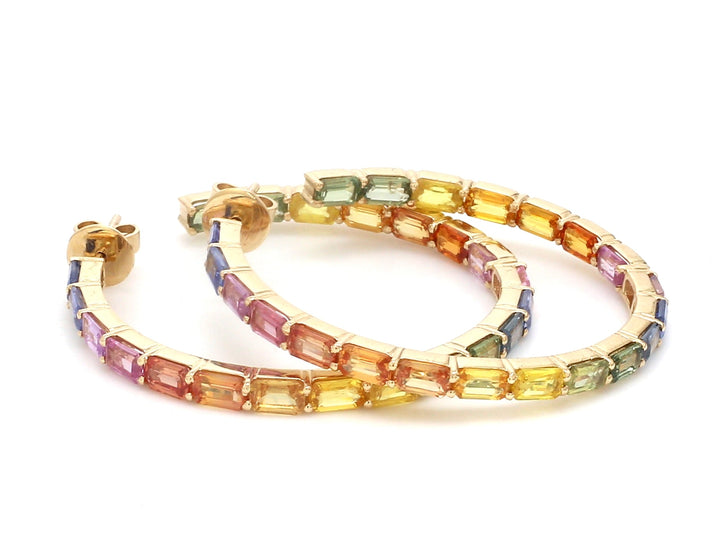 Rainbow Sapphire 45MM Hoops - qivii