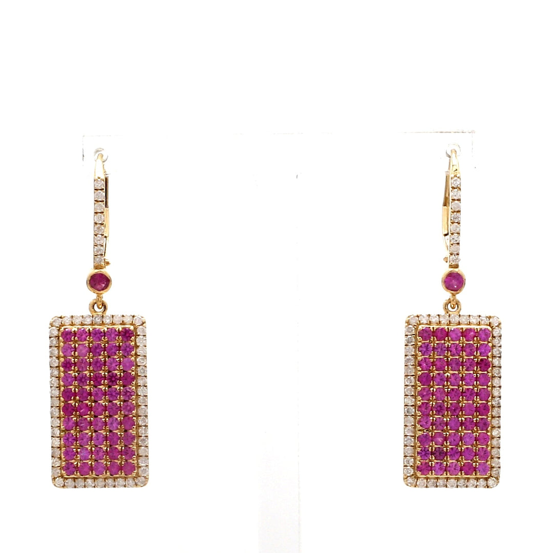 Pink Sapphire Dog Tag Earring - qivii