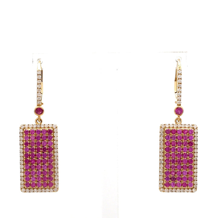 Pink Sapphire Dog Tag Earring - qivii