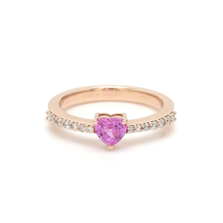 Pink Sapphire Heart Solitaire Ring - qivii