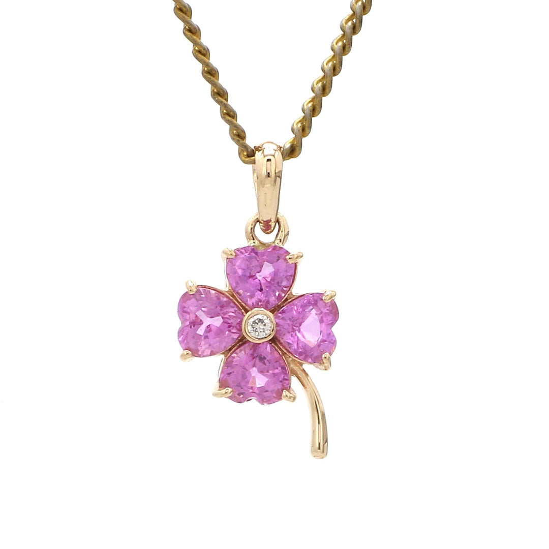 Pink Sapphire Clove Leaf Pendant - qivii