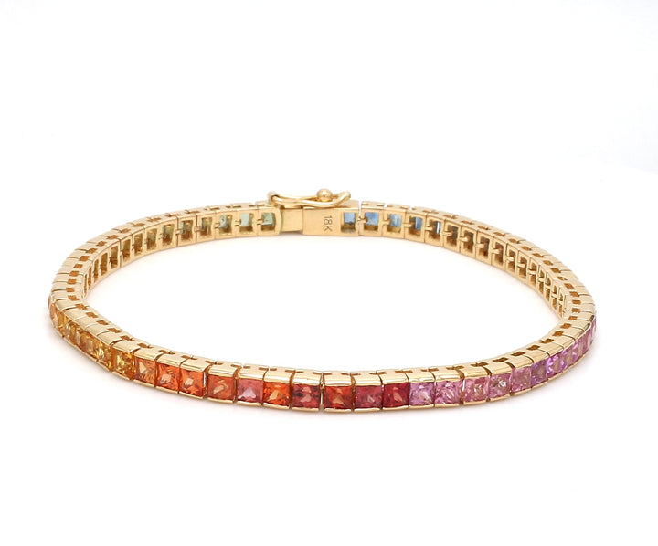 Rainbow Sapphire Princess Cut Bracelet - qivii