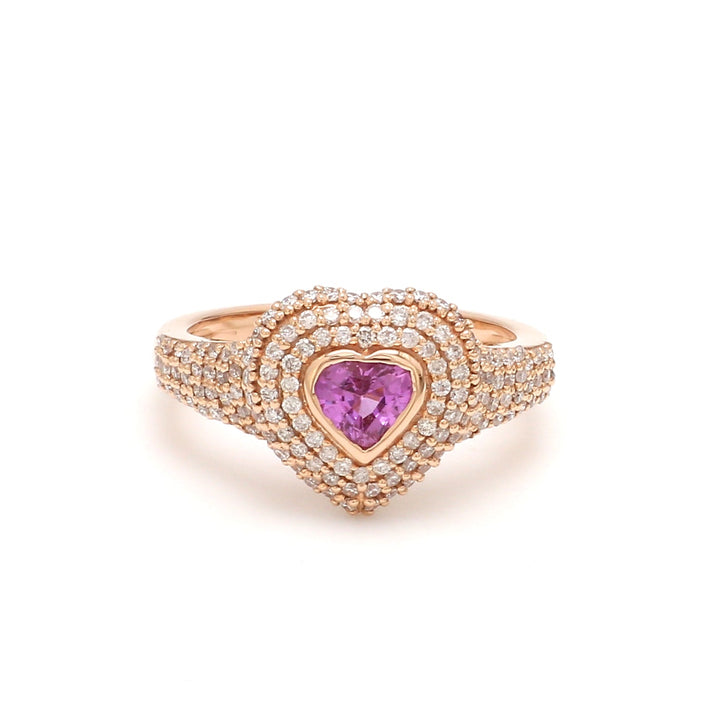 Pink Sapphire Heart and Diamond Ring - qivii