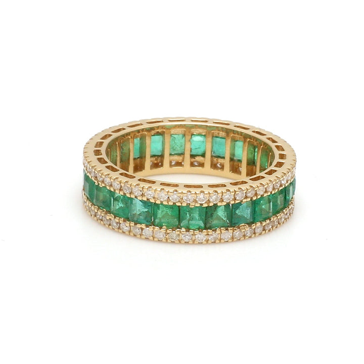 Emerald Diamond Princess Eternity Ring - qivii