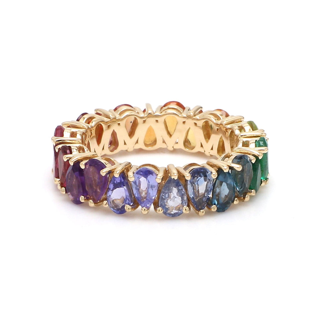 Rainbow Gemstone Pear Upside Down Ring - qivii