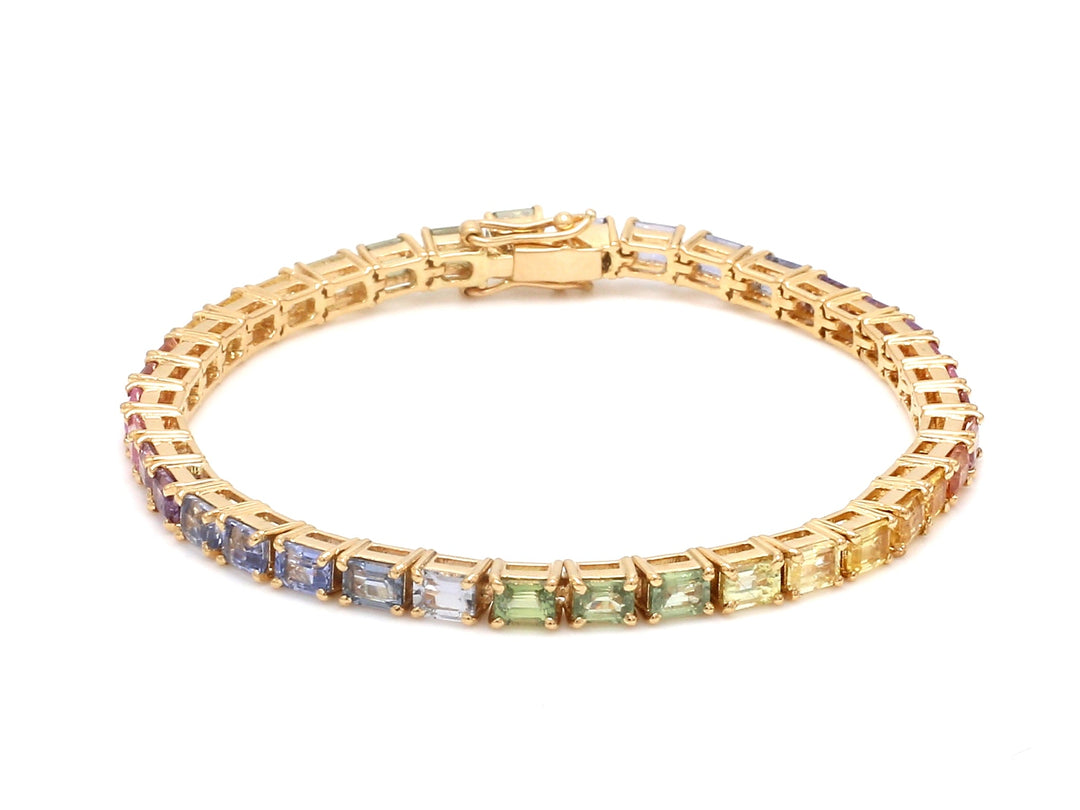 Rainbow Sapphire Small Octagon Pastel Bracelet - qivii