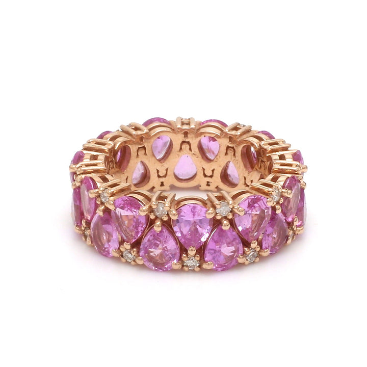 Pink Sapphire Pear Upside Down Eternity Band Diamond Ring - qivii