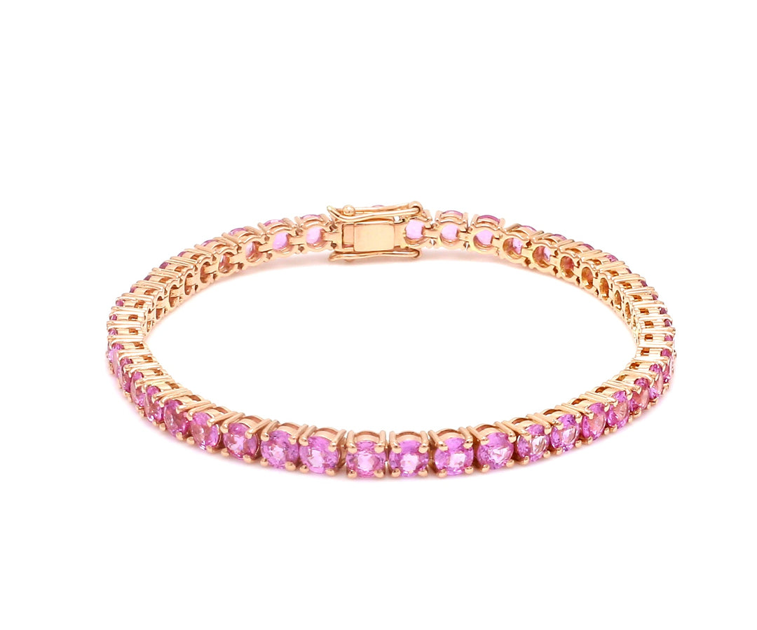 Pink Sapphire 3.50MM Round Bracelet - qivii