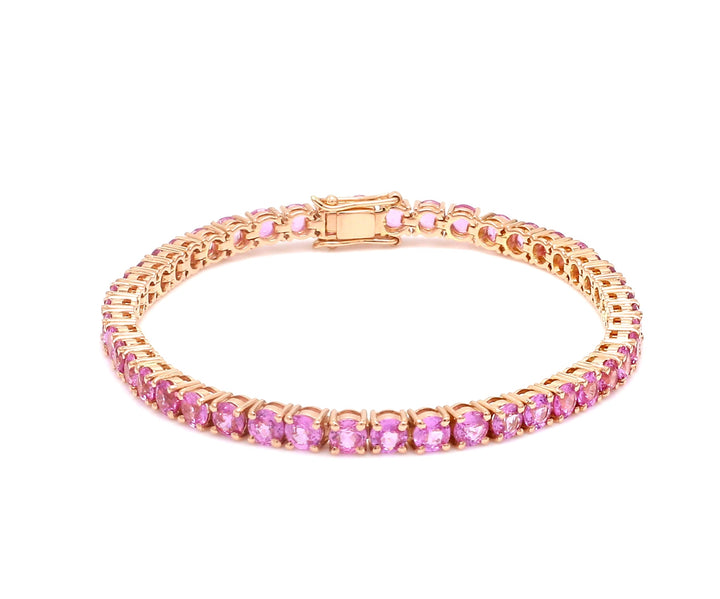 Pink Sapphire 3.50MM Round Bracelet - qivii