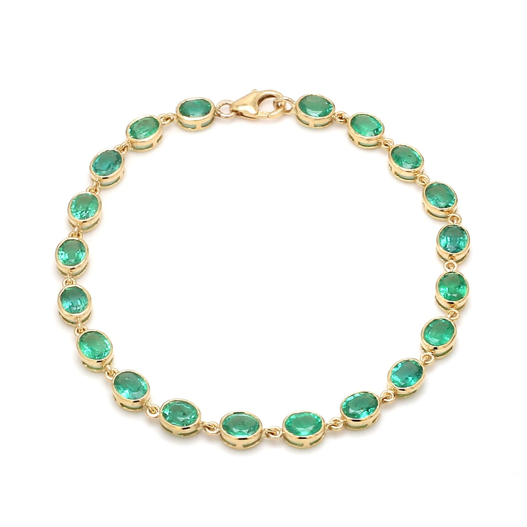Emerald Oval Bezel Set Bracelet - qivii