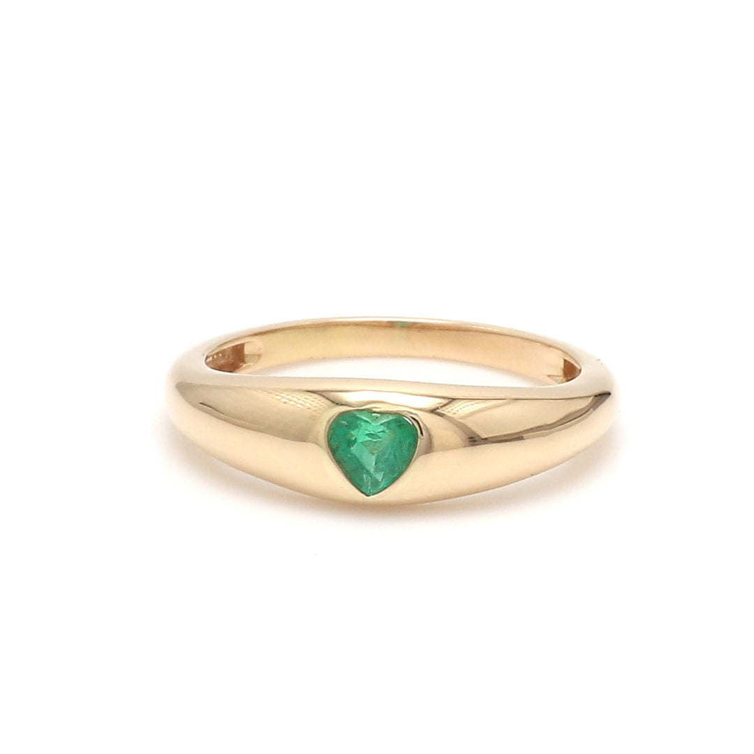 Emerald Heart Flush Set Mini Chunky Ring - qivii