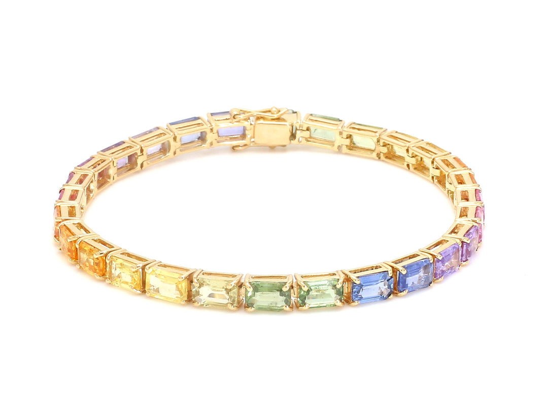 Rainbow Sapphire Big Emerald Cut Bracelet - qivii