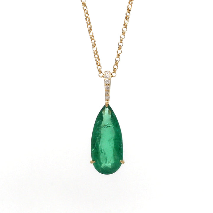 Emerald Pear and Diamond Necklace - qivii