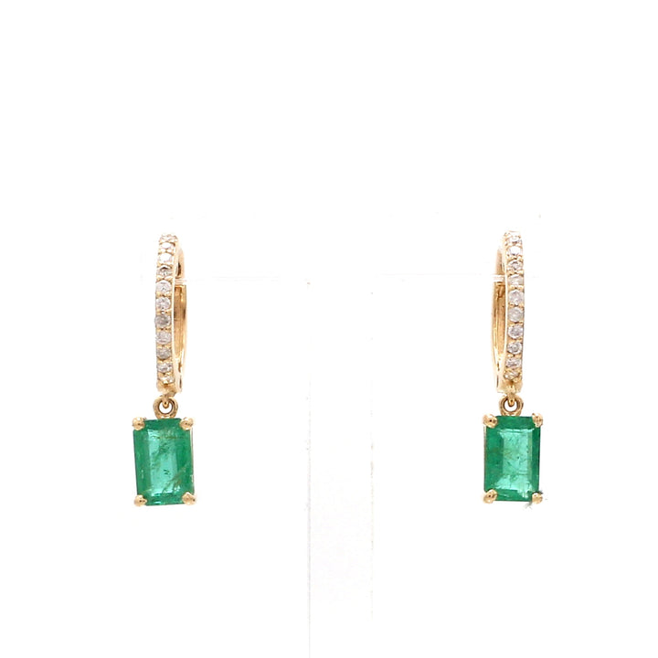 Emerald Octogen Mini Huggies Earrings - qivii