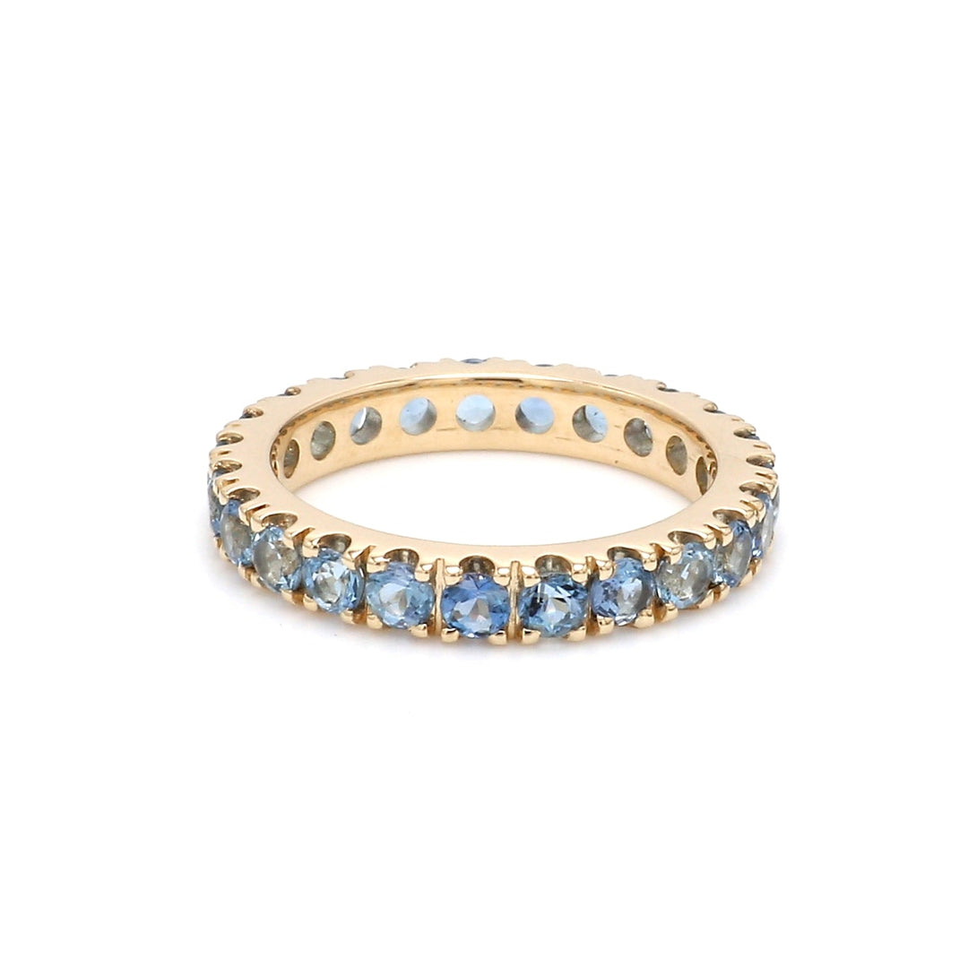 Aquamarine Round Eternity Band Ring - qivii