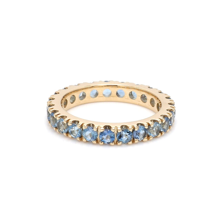 Aquamarine Round Eternity Band Ring - qivii