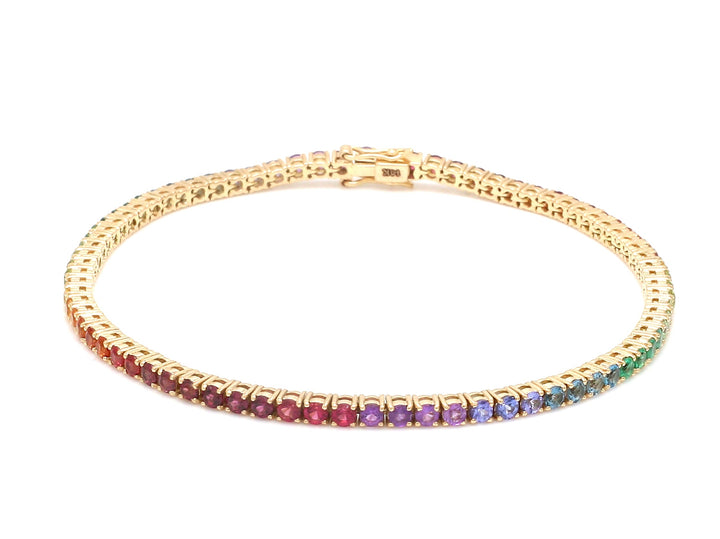 Rainbow Gemstone 2.50MM Tennis Bracelet - qivii