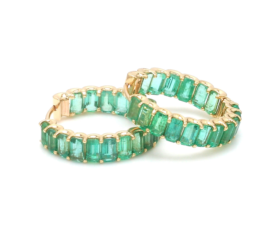 Emerald Octagon Mini Hoops - qivii