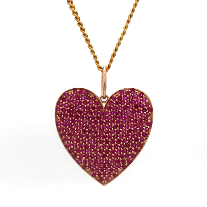 Ruby Carats Heart Pave Pendant Necklace Gold - qivii