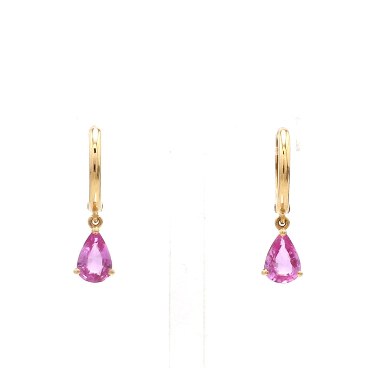 Pink Sapphire Pear Prong Set Mini Earrings - qivii