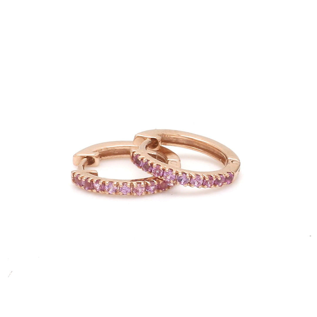 Pink Sapphire Mini Hoops - qivii