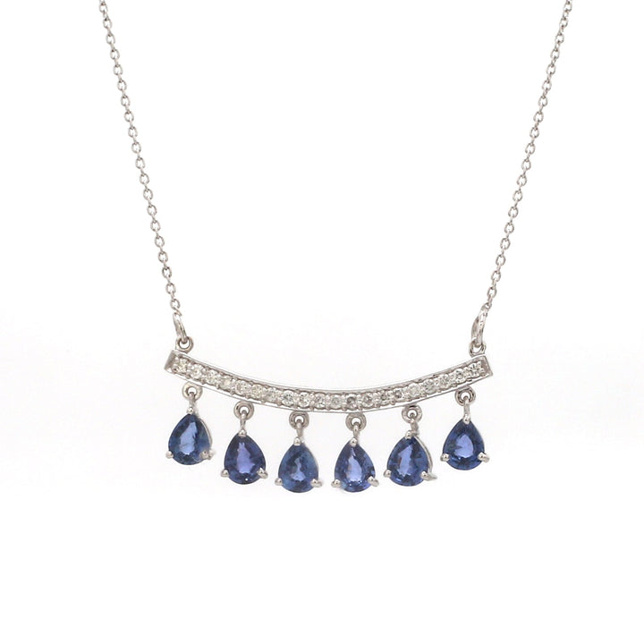 Blue Sapphire Pear Pendant - qivii