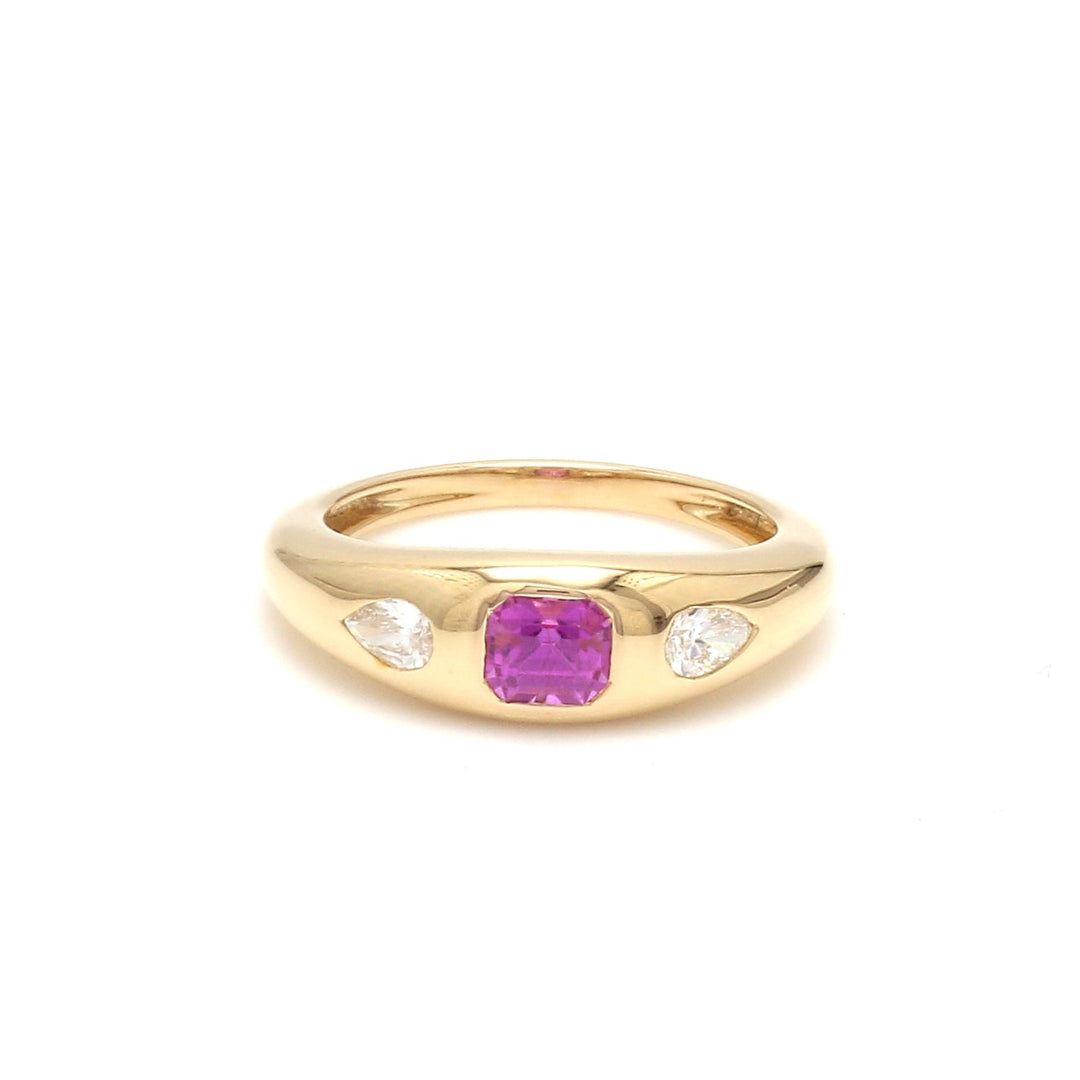 Pink Sapphire Asscher Cut Chunky Ring - qivii