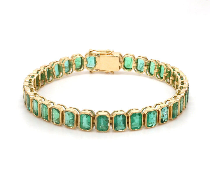 Emerald Octagon Bezel Set Bracelet (Small) - qivii