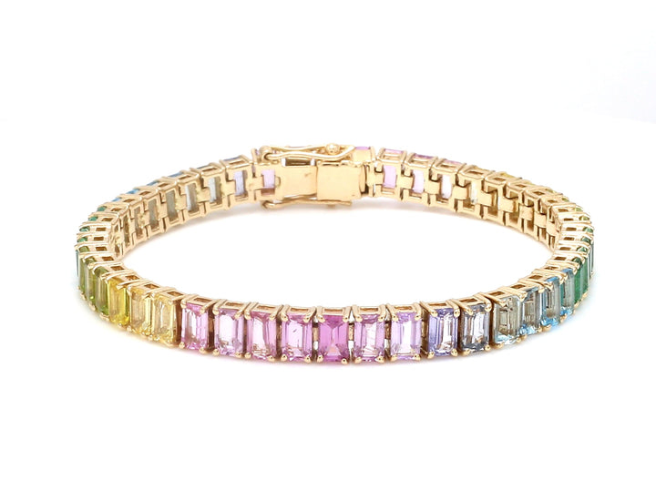 Rainbow Gemstone Emerald Cut Pastel Bracelet - qivii