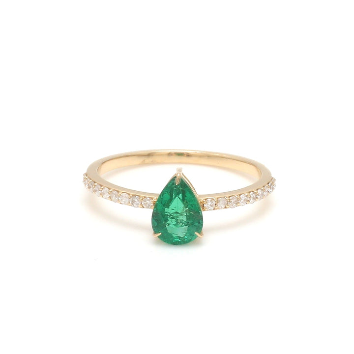 Emerald Pear Solitaire Diamond Ring - qivii