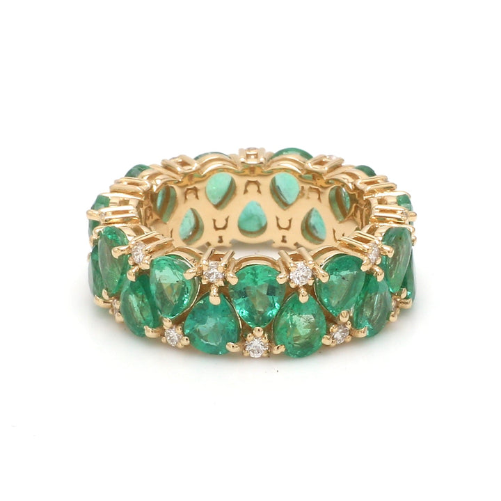 Emerald Pear and Diamond Ring - qivii