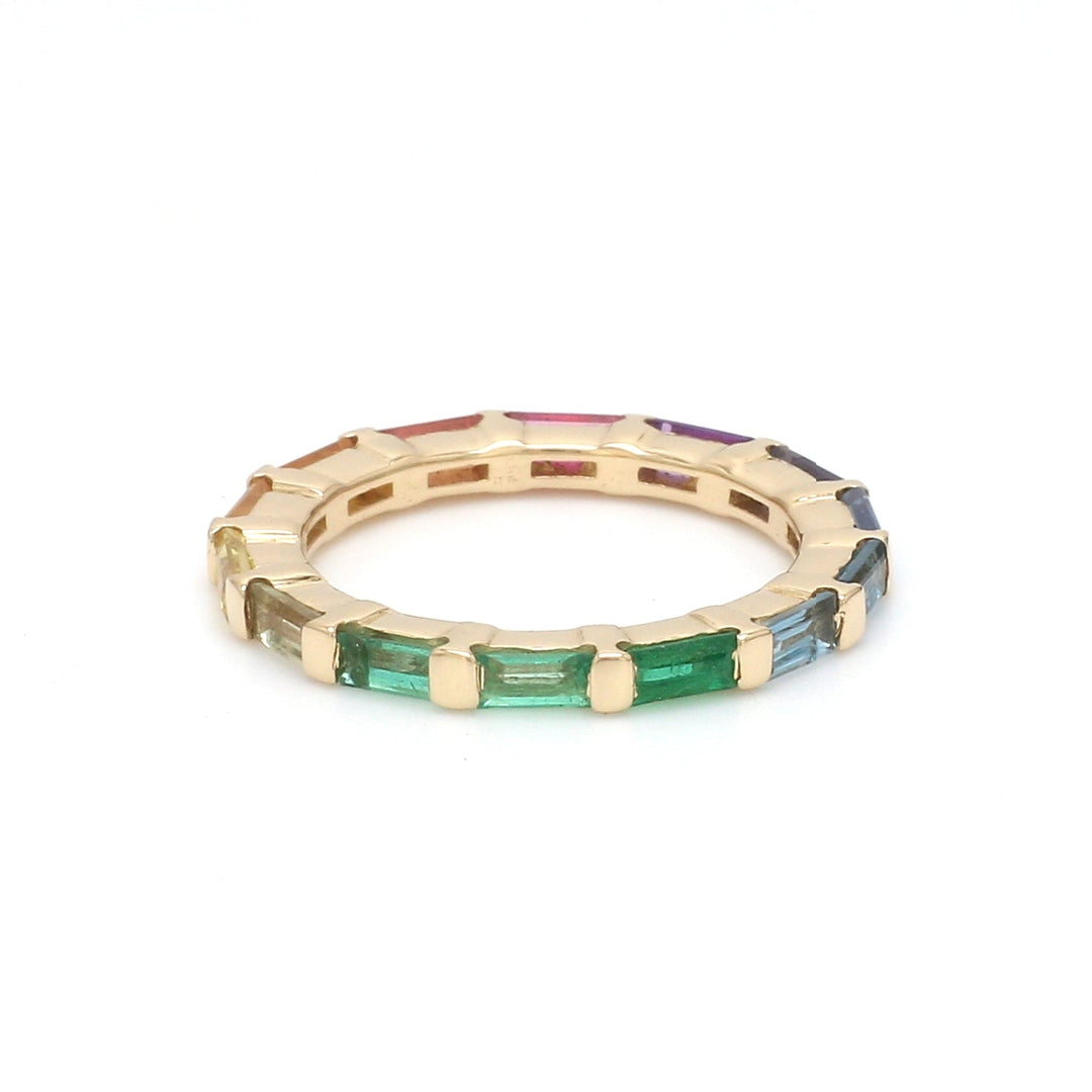 Rainbow Gemstone Bar Set Ring - qivii