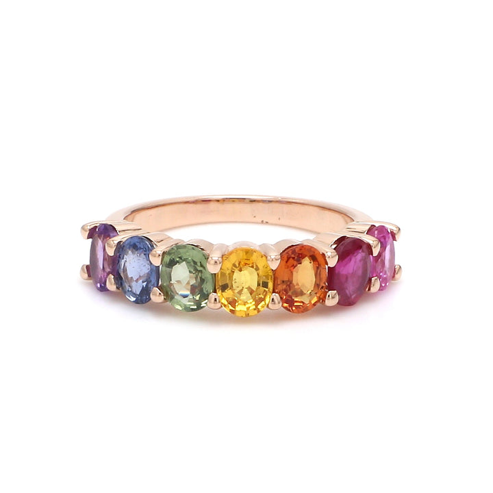 Rainbow Sapphire Seven Stone Ring - qivii