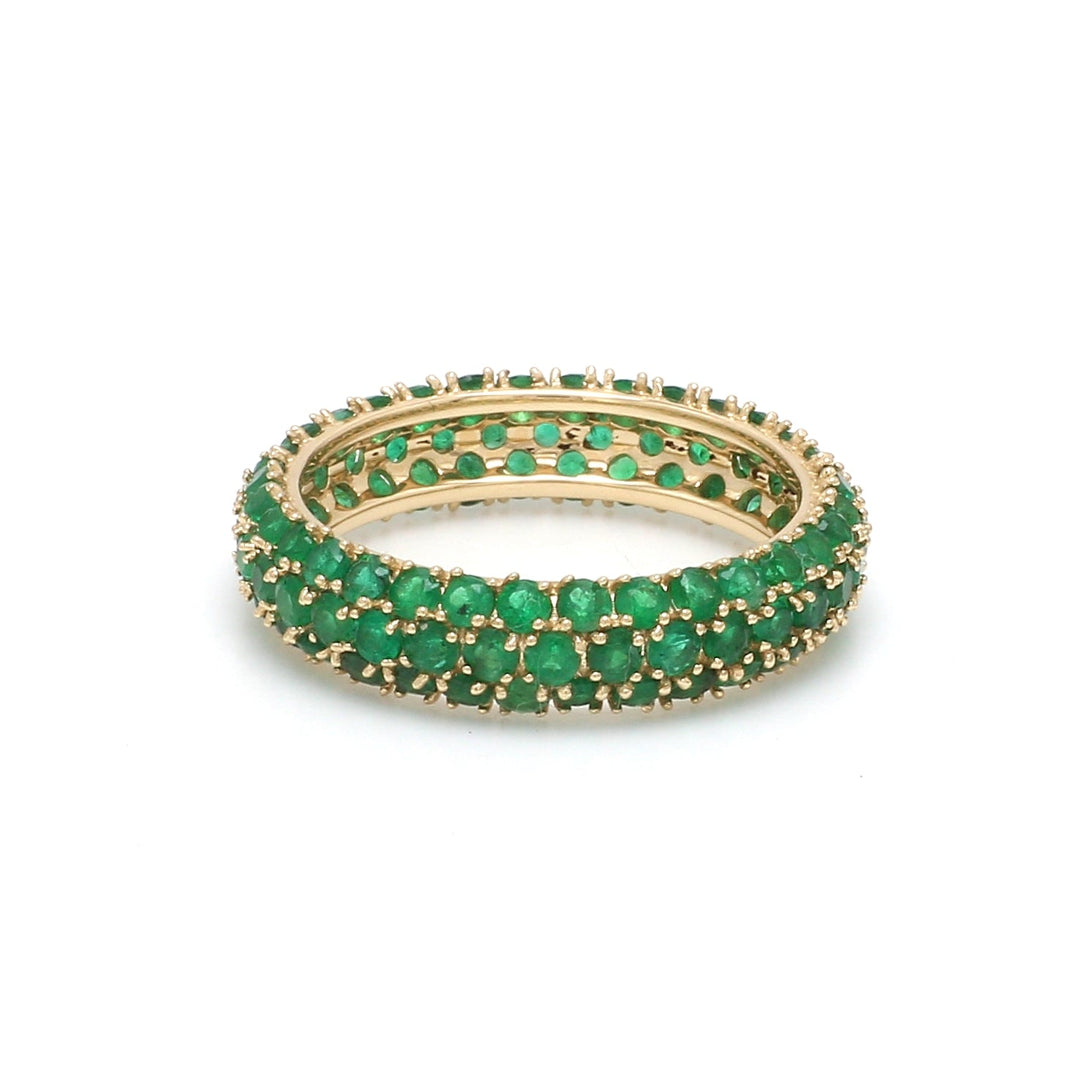 Emerald Round Pave Ring - qivii