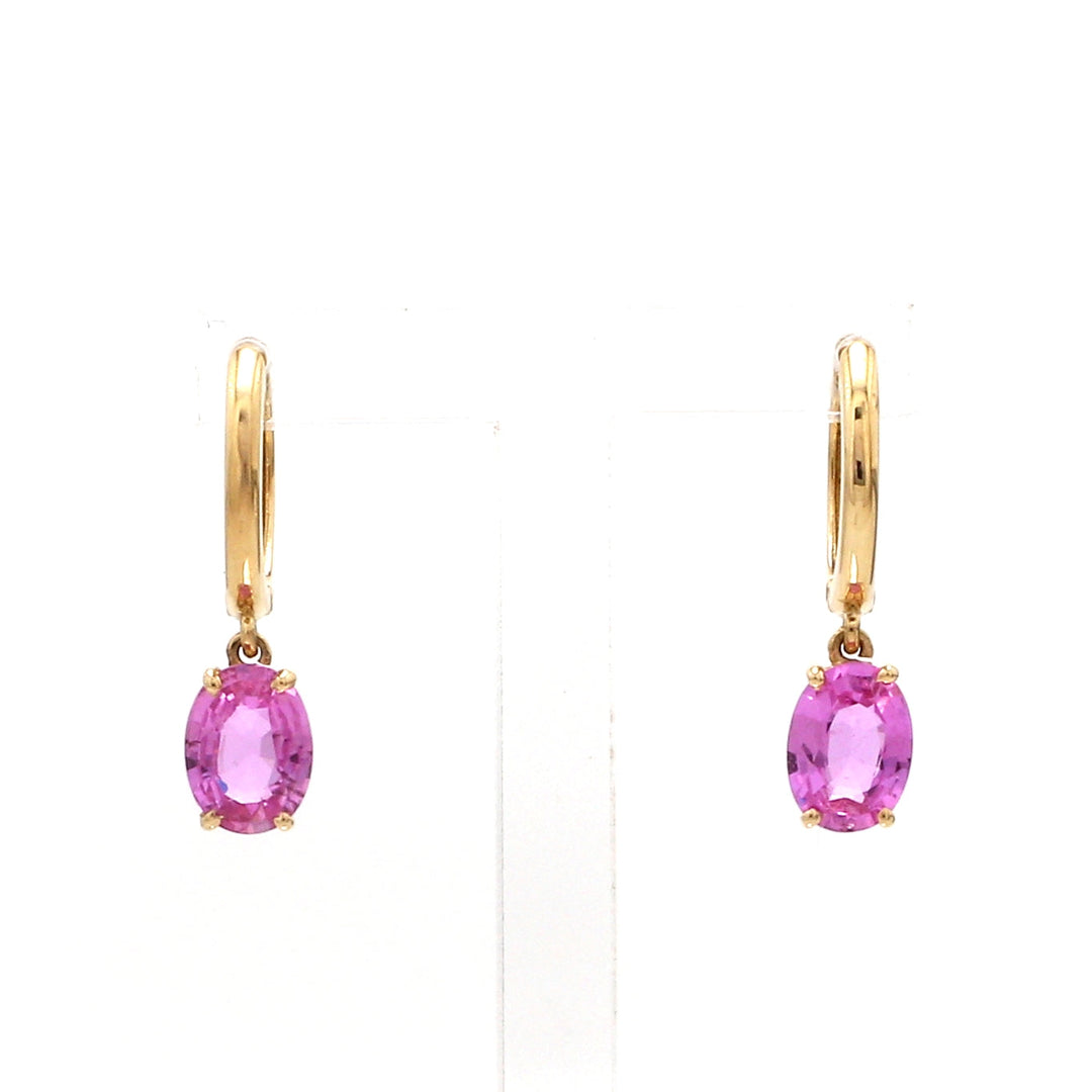 Pink Sapphire Oval Prong Set Mini Earrings - qivii