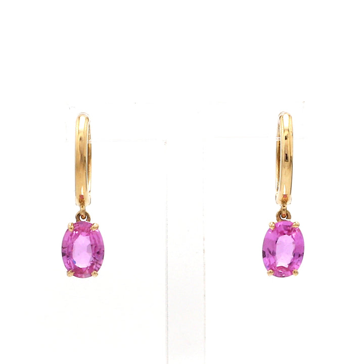 Pink Sapphire Oval Prong Set Mini Earrings - qivii