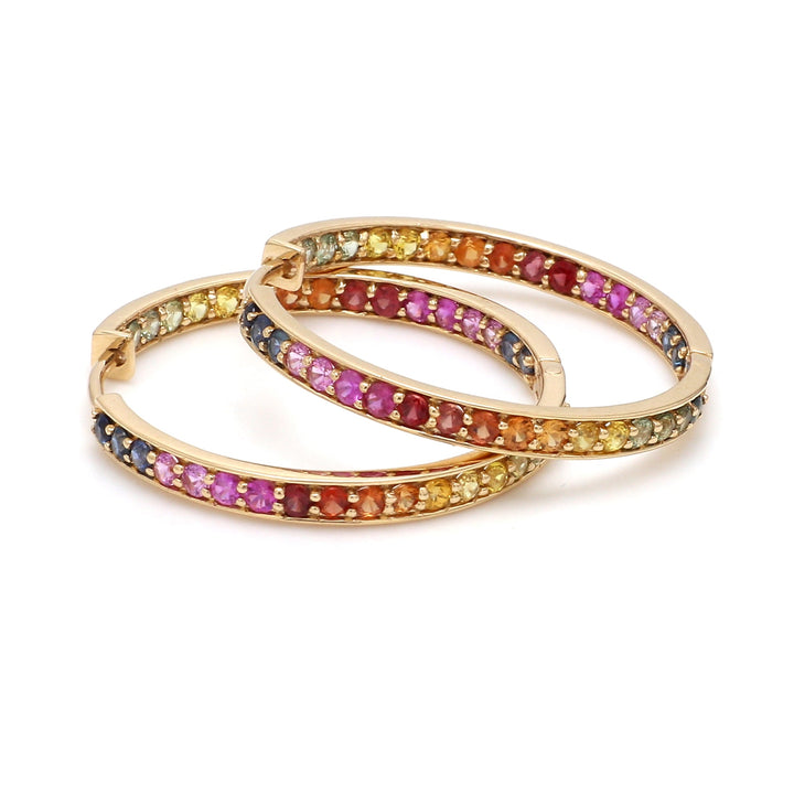 Rainbow Sapphire 2MM Hoops - qivii